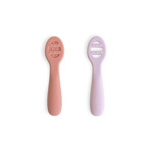 Mushie First Feeding Baby Spoons - Silicone 2-Pack - Rose/Soft Lilac